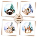 1 Tree Cards Funny Christmas Cards 2024 Pack - Recycled Box Xmas Cards with Tree & Plantable Seed Card Gifts - Eco Luxury Christmas Cards Multipack of Cute Animals with Dog, Cat, Squirrel & Rabbit