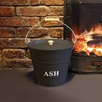 Marco Paul Formal Metal Ash Bucket with Lid Dark Grey - 12L Capacity - Ideal for Fireplaces, Wood Burners, and Coal Fires