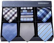 HISDERN Lot 5 PCS Classic Men's Silk Tie Set Necktie & Pocket Square with Gift Box