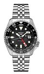 Seiko SSK001 5 Sports Men's Watch Silver-Tone 42.5mm Stainless Steel, Black, Sport