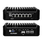 Glovary Firewall Mini PC Quad Core N100, DDR5 Barebone NO RAM NO SSD, 6 x 2.5GbE i226V LAN Fanless Computer Hardware, Micro Firewall Appliance, AES-NI, OPNsense, TypeC Port, TF Card Slot