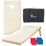 Pointyard 4x2Ft Pinewood Cornhole Boards Set, Classic Cornhole Outdoor Games Set with 8 Cornhole Bean Bags and Carrying Case - Portable Backyard Cornhole Board Game for Kids Adults Family