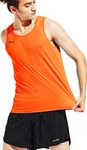 TLRUN Men's Running Tank Top Ultra Lightweight Marathon Singlet Shirts Dry Fit Workout Sleeveless T-Shirts(Medium Orange)