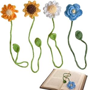 BDSHUNBF 4 PCS Crochet Bookmark, Handmade Bookmark, Flower Bookmark, Bookmarks for Women, Embroidered Bookmarks, Gift for Women, Book Lovers, Teachers, Readers