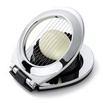 Egg Slicer 2 in 1 Egg Cutting Tool with Stainless Steel Cutting Wires and Black Base (Black)