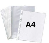 True-Ally Heavy Duty 25 Pcs 300 Micron Transparent Document Sleeves, Leaf Sheet Clear Certificates/Waterproof Sheet Protectors 11 Holes Punched Ring Files Folder (A4 Size) (25 Sheets - 300 Micron)