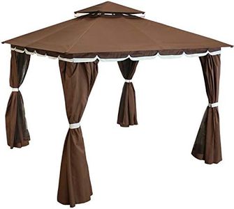 Sunnydaze 10 x 10 Foot Soft-Top Patio Gazebo with Screens and Privacy Walls - Great for Backyard, Garden or Deck - Brown