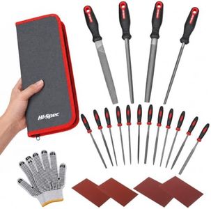Hi-Spec 16pc Metal Hand and Small Mini Needle Steel File Set in a Carry Case. Fine, Flat, Half, Round and Triangle Files for Crafts, Metal and Wood