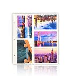 Arpan 20 Refill Slip in Pocket Photo Album Sheet Holds 6x4'' 200 Photos For Large Ringbinder Photo Album, white Cream