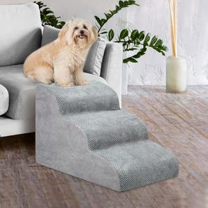 CHIEFAWAY Dog Stairs Ramp, 3-Tiers Dog Steps Suitable for Beds and Couches, Non-Slip Pet Steps with Waterproof Fabric Cover, Removable Indoor Dog Slope Stairs for Small Dogs and Cats