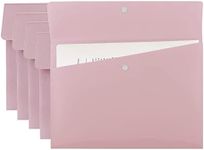 VANRA Poly File Folders Letter Size File Jackets Organizer Plastic Envelope A4 Flat Document Holder with Snap Button Closure (Pack of 5, Pastel Pink)