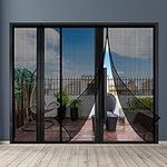 Magnetic Door Screen Fit Door Size 72 x 80 Inch, Sunmoxia Durable Reinforced Fiberglass Mesh Curtain, Heavy Duty Screen Door with Full Frame Hook & Loop for Sliding Doors,Patio