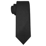 KOOELLE Men's Ties Solid Pure Color Plain Neckties Formal Black Ties For Men, 101-twill Black, Medium