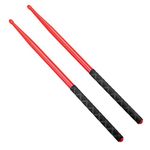 5A Nylon Drumsticks for Drum Set Lightweight Durable Plastic Exercise ANTI-SLIP Handles Drum Sticks Musical Instrument Percussion Accessories (Red)