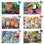 6 Packs 36 Pieces Large Puzzles for Seniors,Dementia Puzzles for Elderly Adults,Jigsaw Puzzles for Adults Seniors with Alzheimer's Dementia with 6 Storage Bags(Animals）