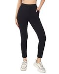 Mehrang Stretchable Yoga Pants for Women & Gym Pants for Women Workout with Mesh Insert & Side Pockets (in, Alpha, L, Black)