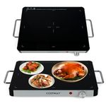 COSTWAY Electric Warming Tray, Tempered Glass Electric Buffet Server Food Warmer with Adjustable Temperature & Anti-Scalding Handles, Portable Dish Hot Plate for Table Countertop (48 x 32 x 4 cm)