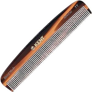 Kent 7T - Handmade Fine Teeth Pocket Comb for Men and Women - Cellulose Acetate, Tortoise Shell (5 1/2" / 139mm)