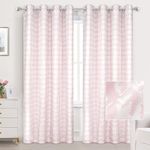DriftAway Houndstooth Vintage Plaid Printed Pattern Energy Saving Thermal Insulated Buffalo Plaid Blackout Window Curtain for Living Room Bedroom Grommet 2 Layers 2 Panels 52 Inch by 84 Inch Pink
