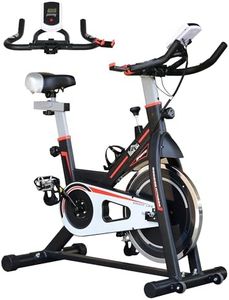 HOMCOM Exercise Bike, Indoor Stationary Bike with 8kg Flywheel, Heart Rate Sensor and LCD Monitor, Cycling Bike for Home, Gym, Office, Cardio Workout - Black