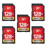 Gigastone 128GB 5-Pack SD Card UHS-I U1 Class 10 SDXC Memory Card High Speed Full HD Video Canon Nikon Sony Pentax Kodak Olympus Panasonic Digital Camera