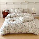 HighBuy Floral Duvet Cover Twin - 100% Cotton Bedding Sets 3 Piece,Girls Boys Cottagecore Bedding Comforter Cover Twin,Ultra Soft Garden Floral Duvet Cover Twin with Zipper Closure,4 Corner Ties