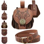 YOUYIKE Medieval Belt & Faux Leather Bag, Hippie Fanny Pack, Medieval Fanny Pack, Medieval Clothing for Women and Men, Medieval Costume, Vikings, Renaissance Role Play, A, Como se muestra en la imagen