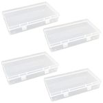 Thintinick 4 Pack Rectangular Clear Plastic Storage Containers Box with Hinged Lid for Beads and Other Small Craft Items (6.1 x 3.3 x 1.18 inch)