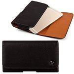 Universal Premium Horizontal Leather Belt Clip Pouch Case Cover Holster with Magnetic Closure with Belt Clip and Belt Loops for Apple iPhone 6 Plus / Nokia Lumia 1520 / Samsung Galaxy Mega 6.3 / HTC One Max / Huawei Ascend Mate 2 4G LTE(Black)