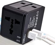 Famous Quality International Travel Adapter 2 Port/USB Worldwide AC Outlet Plugs for Europe, UK, US, AU, Asia Black, Fit for Over Countries