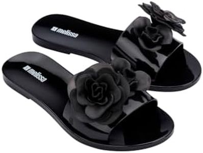 Melissa Babe Petals Slip-On Jelly Slides for Women, Black, 8