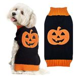 ABRRLO Halloween Dog Jumpers Pumpkin Sweater Dog Halloween Costumes Puppy Cat Turtleneck Knitwear Winter Warm Pet Clothes Funny Holiday Party Outfit Apparel for Small Midum Large Dogs(Black,S)