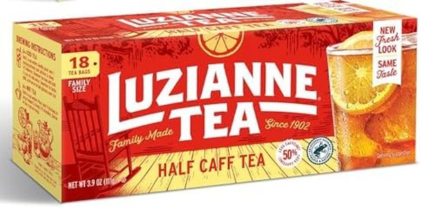 Luzianne Unsweetened Half-Caff Iced Tea Bags, Family Size, 18ct Box (Pack of 6)