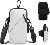 Phone Holder Arm Bands, Small Crossbody Shoulder Holsters Bag with Arm Band, Fits iPhone and All Cell Phones, Use for Running, Walking, Hiking & Biking (Plus Size,Grayish White)