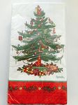 Red Border Spode Christmas Tree Paper Guest Towels / Dinner Napkins