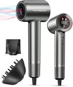 Hair Dryer - Negative Ionic Blow Dryer with 170000 RPM High Speed Brushless Motor for Fast Drying, Low Noise, HD Display Hair Dryer with Diffuser and Nozzle, 5 Temps & 2 Speeds