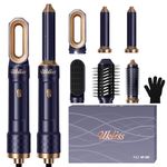 UKLISS Hair Dryer Brush Set, 6 in 1 Hot Air Styler with Airflow Curler Wand Round Brush Hair Straightener Brush Hairdryer Brush for Volumizing, Drying, Hot Brushes for All Hair Lengths