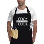 APRONPANDA Cotton Aprons for Women Men, Funny Kitchen Cooking Aprons with 2 Pockets, Christmas Gifts for Women Men Dad Mum Wife Husband Girlfriend and Boyfriend