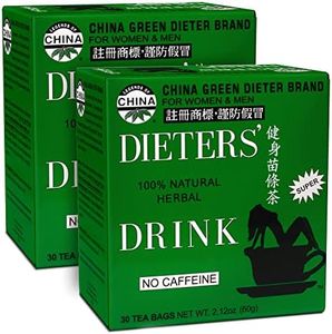 China Green Dieters Tea Detox Tea with Senna Laxative, Constipation Relief for Adults, Supports A Healthy Weight, Caffeine-Free Herbal Tea Bags, 30 Count (Pack of 2)