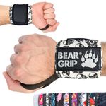 BEAR GRIP SPECIAL EDITION Premium weight lifting wrist support wraps (Skull, 18 Inches)