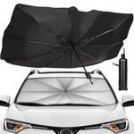 Perpetual Foldable Car Windshield Umbrella, Car Windshield Sun Shade Umbrella for Front Windows, UV Rays and Heat Sun Visor Protector Windshield Suitable for Various Car Models (Black)