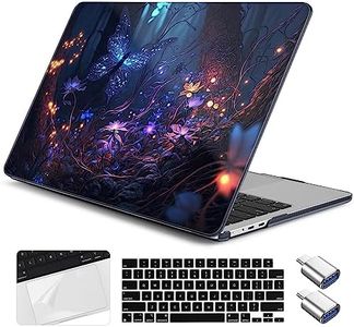 Yebiseven for MacBook Air 13.6 inch M3/M2 Case 2024 2022 Release Model A3113/A2681, Plastic Laptop Hard Shell Case with Keyboard Cover & Trackpad Protector & 2 OTG Adapters, Glowing Flower