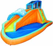 BANZAI Surf Rider Large Inflatable Outdoor Aqua Lagoon Water Slide Splash Park with Climbing Wall, Tunnel Slide, and Splash Pool, for Kids Ages 5-12