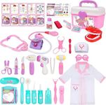 Gifts2U Doctor Set for Kid Girl Toy Doctor Kit Pretend Play Toys Dentist Medical Role Play Educational Toy with Doctor Costume Playset for 3 4 5 6 Year Old Children