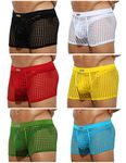 Arjen Kroos Men's Underwear Sexy Mesh Trunks Boxer Briefs with 3D Pouch Breathable Thong 6-Pack