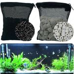 COLOURFUL - Aquarium Filter Media | Improved Water Quality and Healthy Fish Tanks | 450g White Ceramic Rings + 450g Activated Carbon (450g 2 in 1 Filter Media with Net Bag, Combo-1)