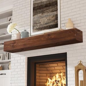 Eshoma Fireplace Mantel - Handcrafted Solid Mantel Shelf for Over Fireplace - Wall Mounted Floating Mantel Shelf with Invisible Brackets - 66 Inch - Rustic Provincial