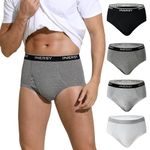 INNERSY Pants Men Cotton Briefs with Fronts Fly Underwear Comfy Underpants Sport Multipack 4 (S, Black/White/Grey/Heather Grey)