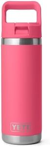 YETI Rambler 18 oz Bottle, Vacuum Insulated, Stainless Steel with Color Matching Straw Cap, Tropical Pink