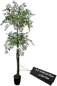 Cypress & Alabaster Handmade 6.5ft Artificial 2-Tier Olive Tree with Real Wood Trunks, Hypoallergenic, 6.5 Foot, Green